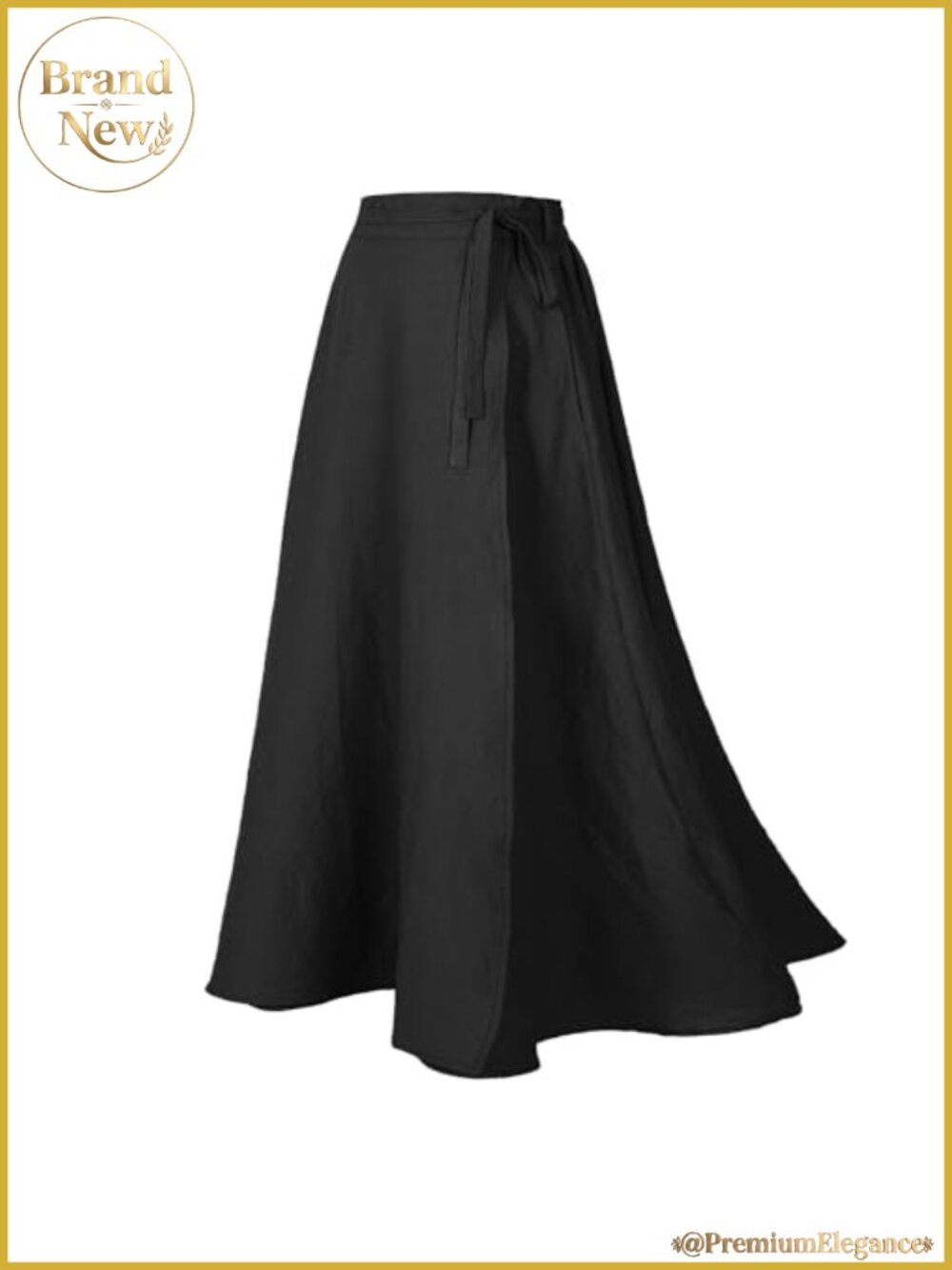 70% Linen 30% Polyester Wrap Maxi Skirt with Pockets